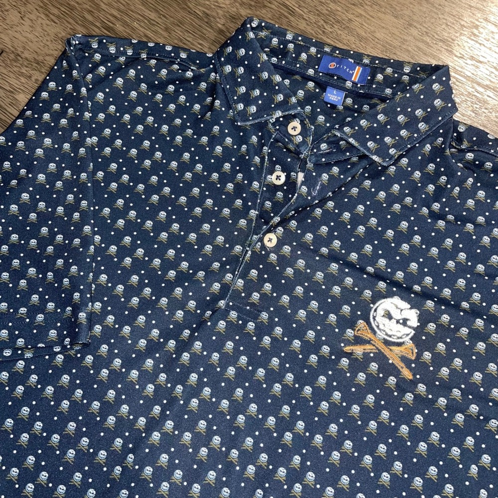 LIV Stitch Golf Polo Shirt Men L Blue Crushers Performance Bryson Dechambeau